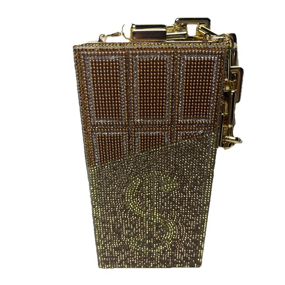 Urban Expressions Bling Money Dollar $ Women's Purse Gold Hard Rhinestone Clutch - Picture 7 of 13